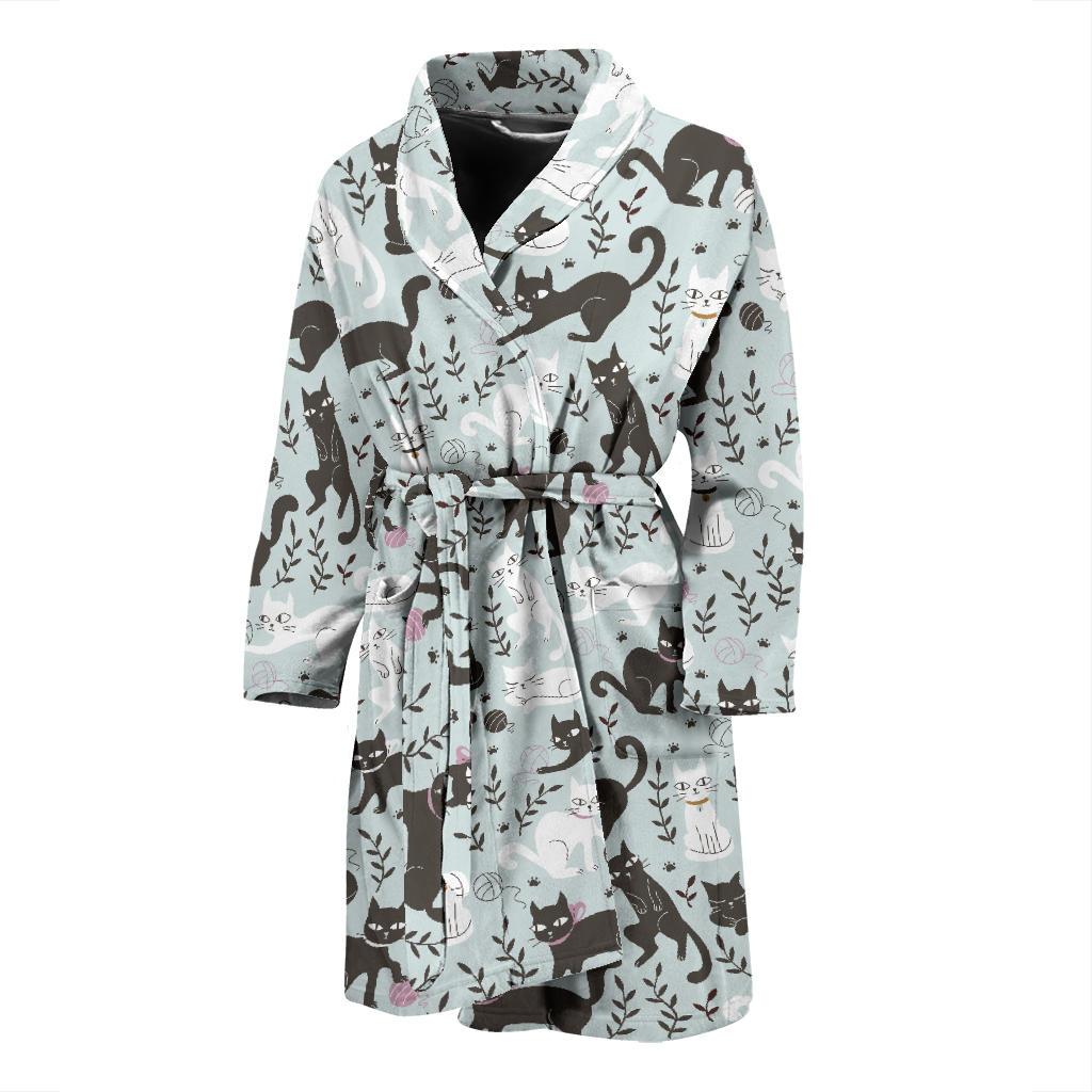 Cat Pattern Print Design 08 Men Bathrobe-JORJUNE.COM