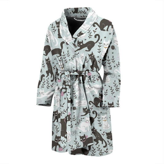 Cat Pattern Print Design 08 Men Bathrobe-JORJUNE.COM