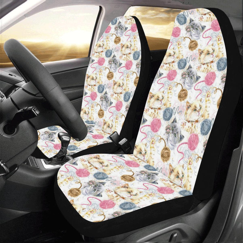 Cat Playing Yarn Pattern Print Design 07 Car Seat Covers (Set of 2)-JORJUNE.COM