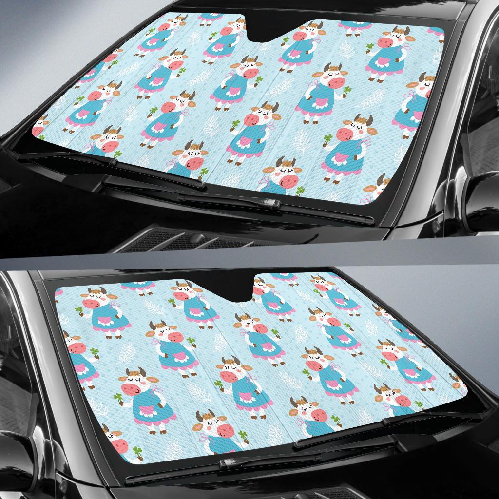 Cattle Happy Pattern Print Design 03 Car Sun Shade-JORJUNE.COM