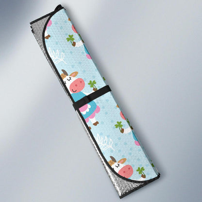 Cattle Happy Pattern Print Design 03 Car Sun Shade-JORJUNE.COM