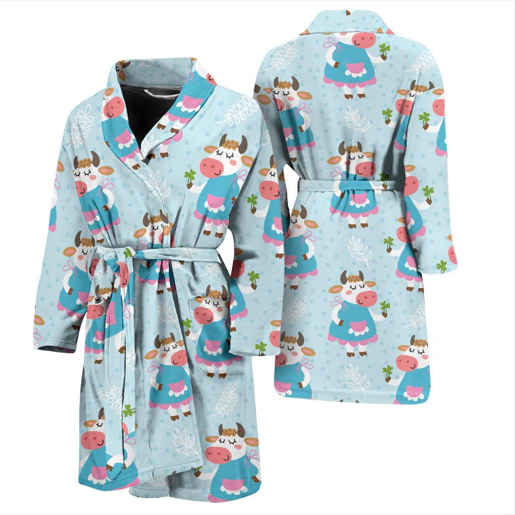 Cattle Happy Pattern Print Design 03 Men Bathrobe-JORJUNE.COM