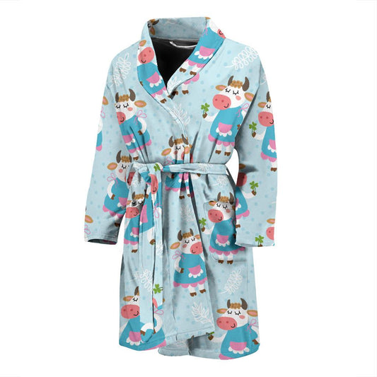 Cattle Happy Pattern Print Design 03 Men Bathrobe-JORJUNE.COM