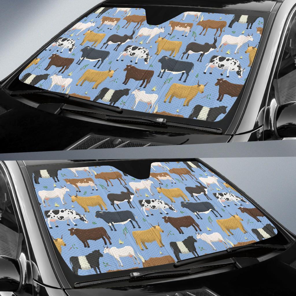 Cattle Pattern Print Design 02 Car Sun Shade-JORJUNE.COM