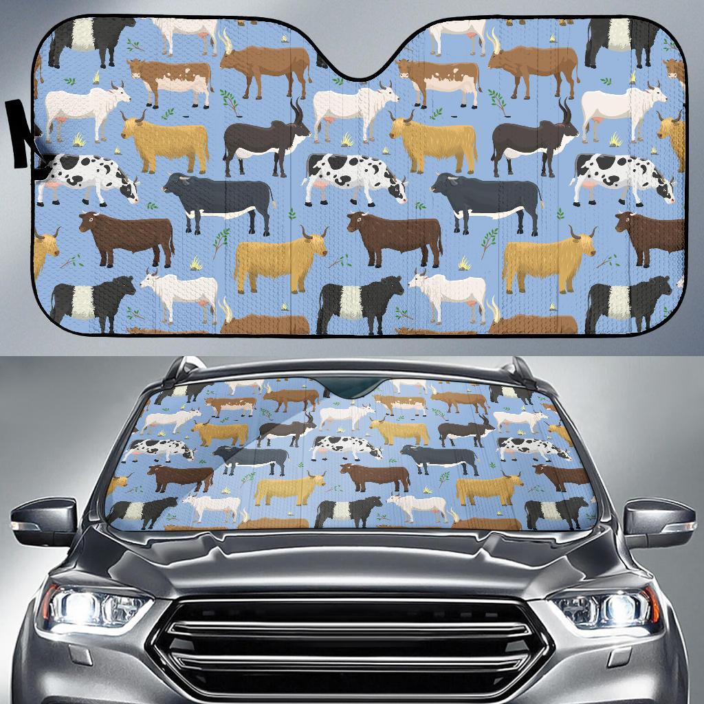 Cattle Pattern Print Design 02 Car Sun Shade-JORJUNE.COM