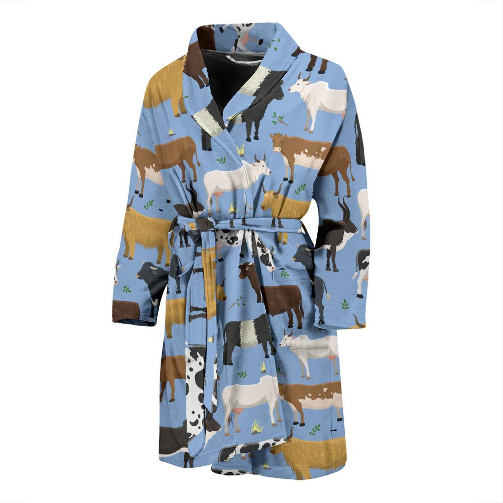 Cattle Pattern Print Design 02 Men Bathrobe-JORJUNE.COM