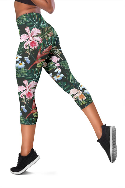Cattleya Hawaiian Flower Plumeria Women Capris