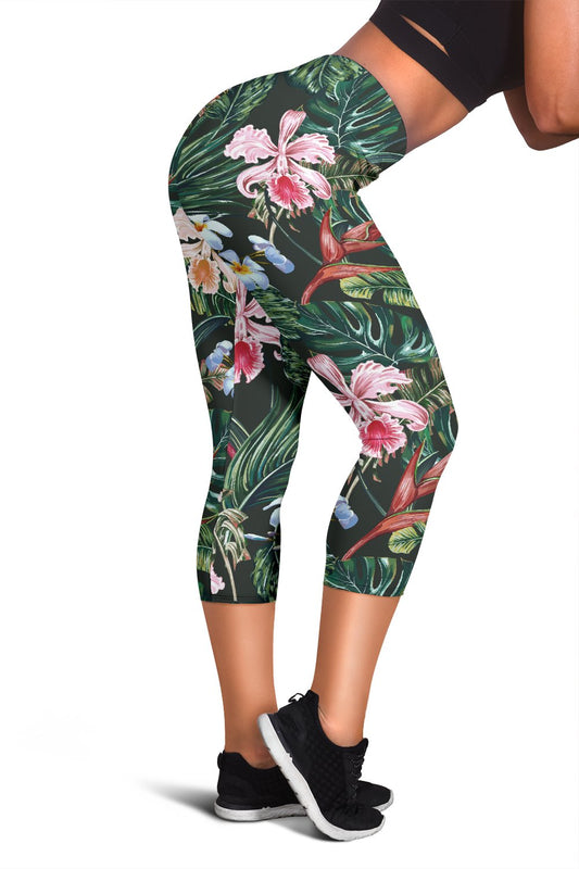 Cattleya Hawaiian Flower Plumeria Women Capris