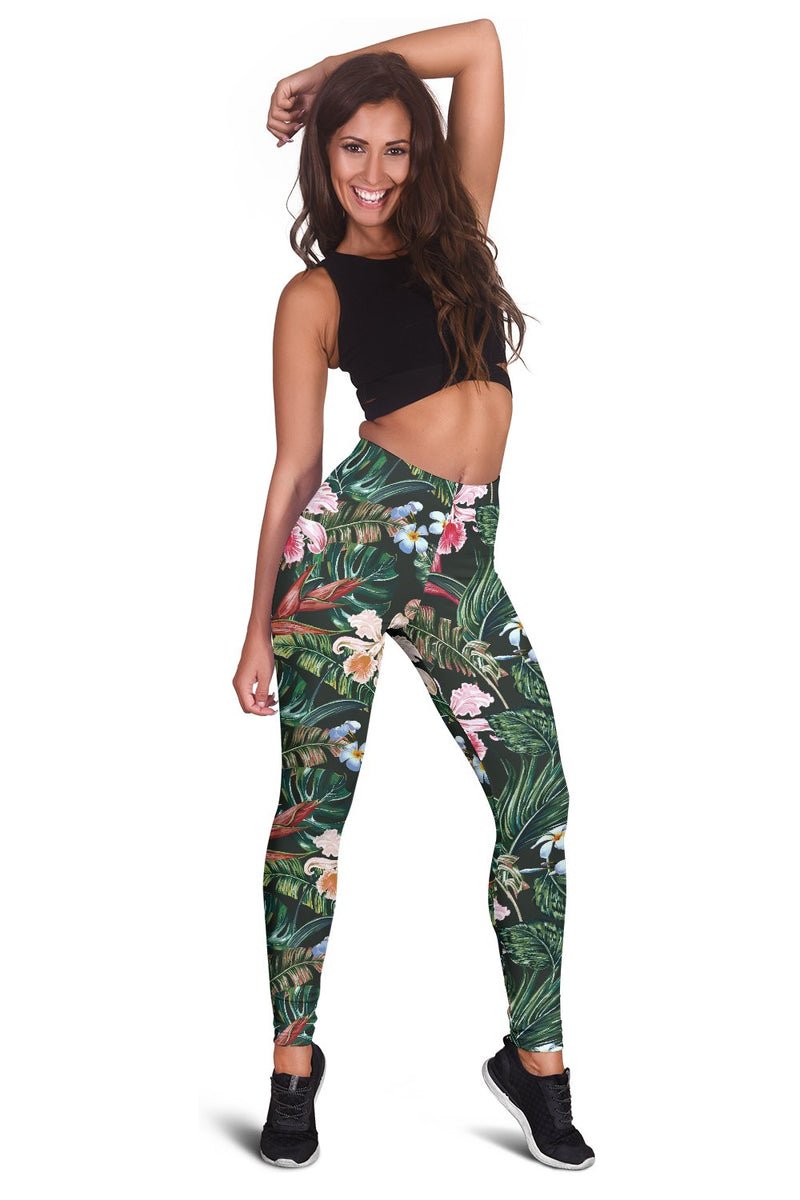 Cattleya Hawaiian Flower Plumeria Women Leggings