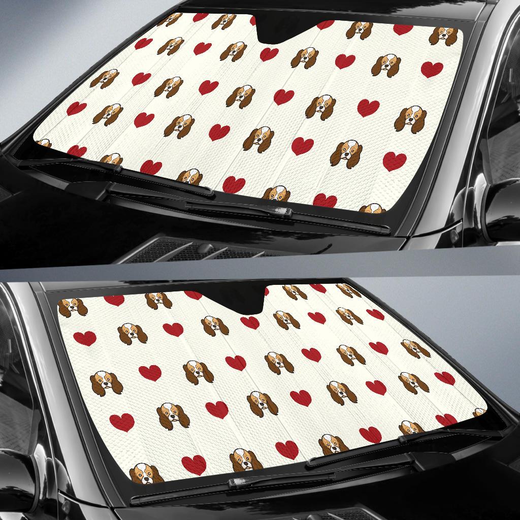 Cavalier King Charles Spaniels Pattern Print Design 01 Car Sun Shade-JORJUNE.COM