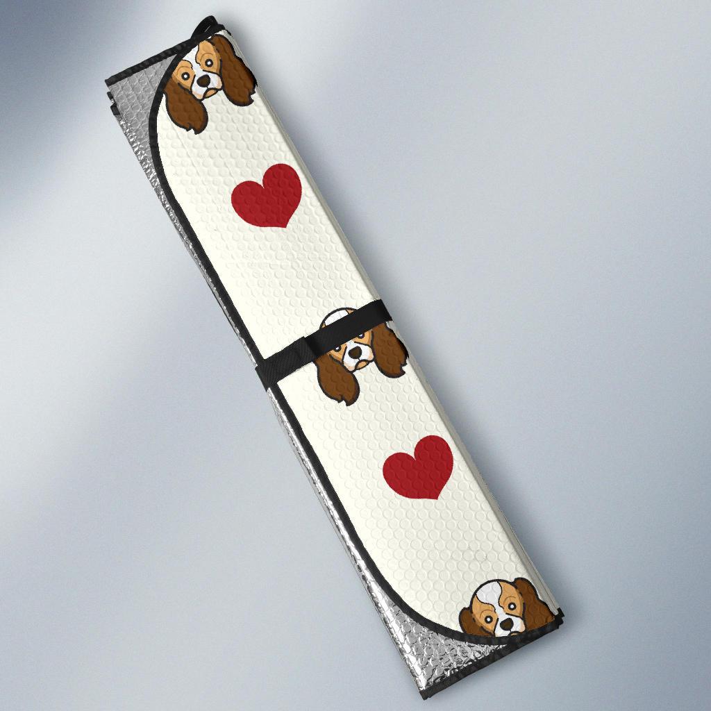 Cavalier King Charles Spaniels Pattern Print Design 01 Car Sun Shade-JORJUNE.COM