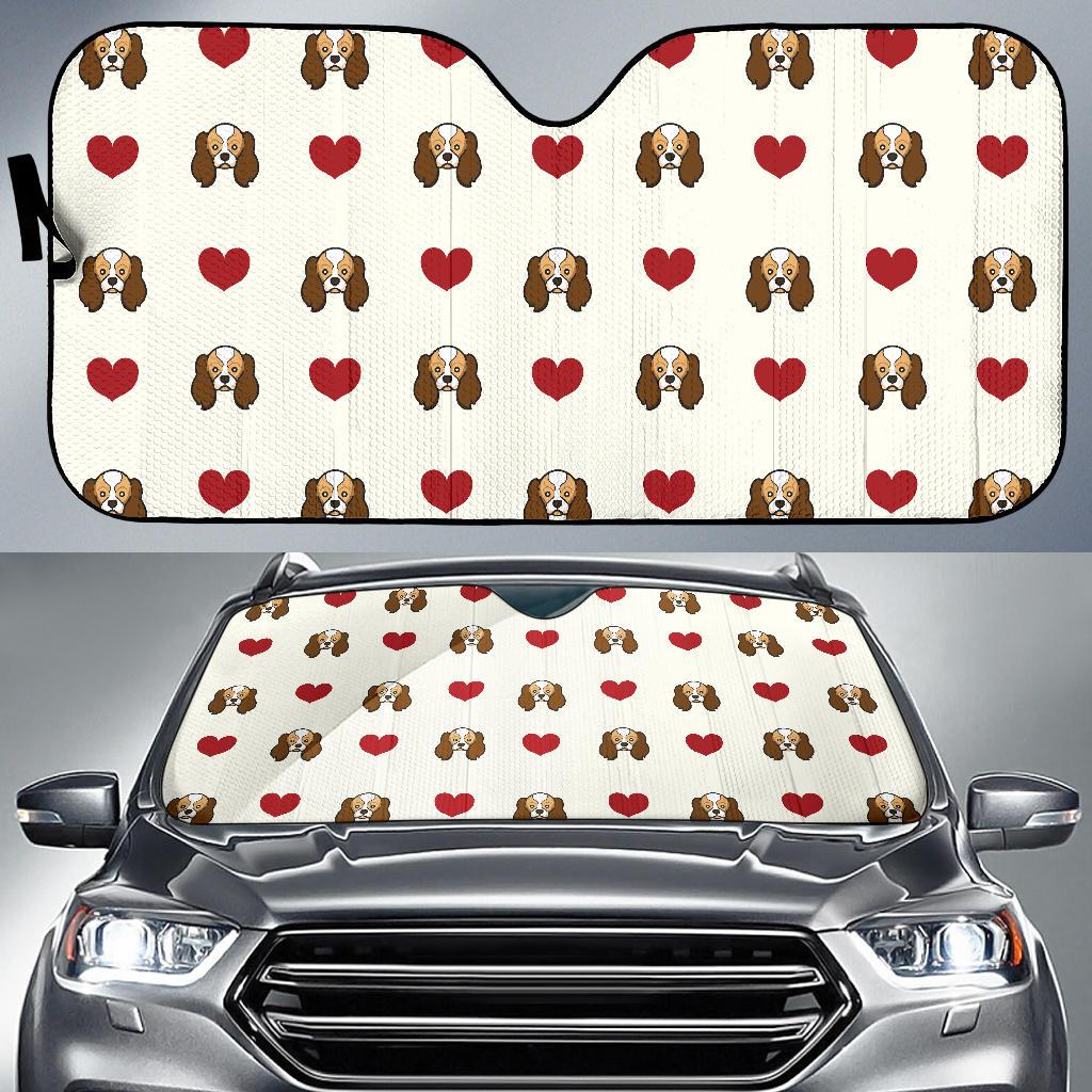 Cavalier King Charles Spaniels Pattern Print Design 01 Car Sun Shade-JORJUNE.COM
