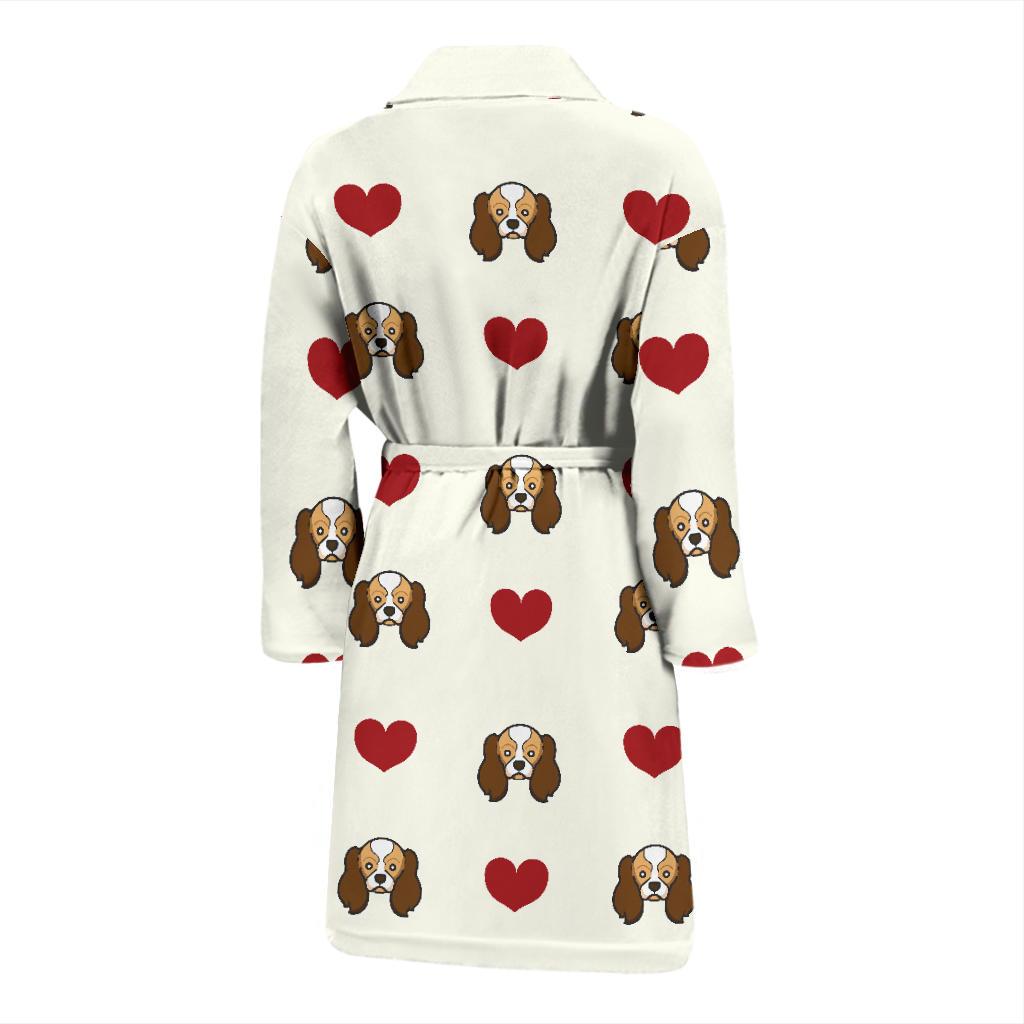 Cavalier King Charles Spaniels Pattern Print Design 01 Men Bathrobe-JORJUNE.COM