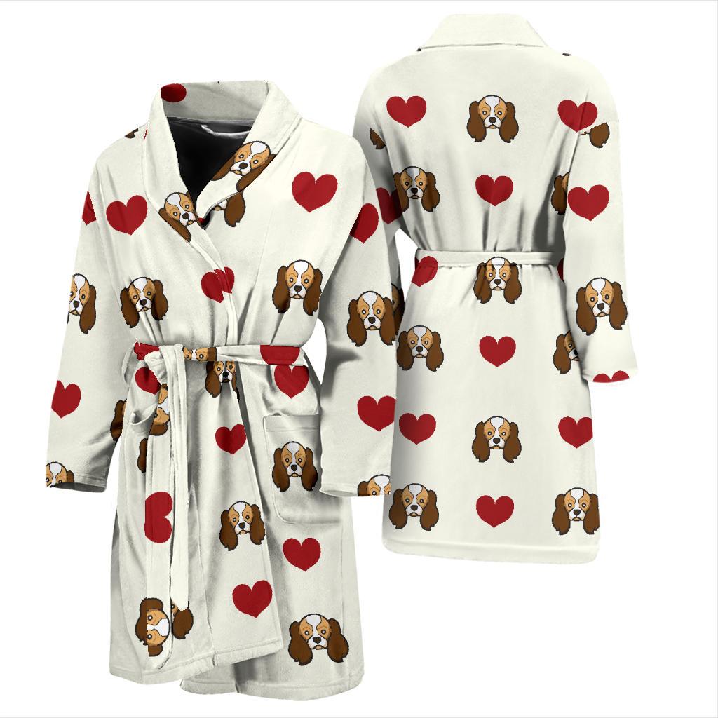 Cavalier King Charles Spaniels Pattern Print Design 01 Men Bathrobe-JORJUNE.COM