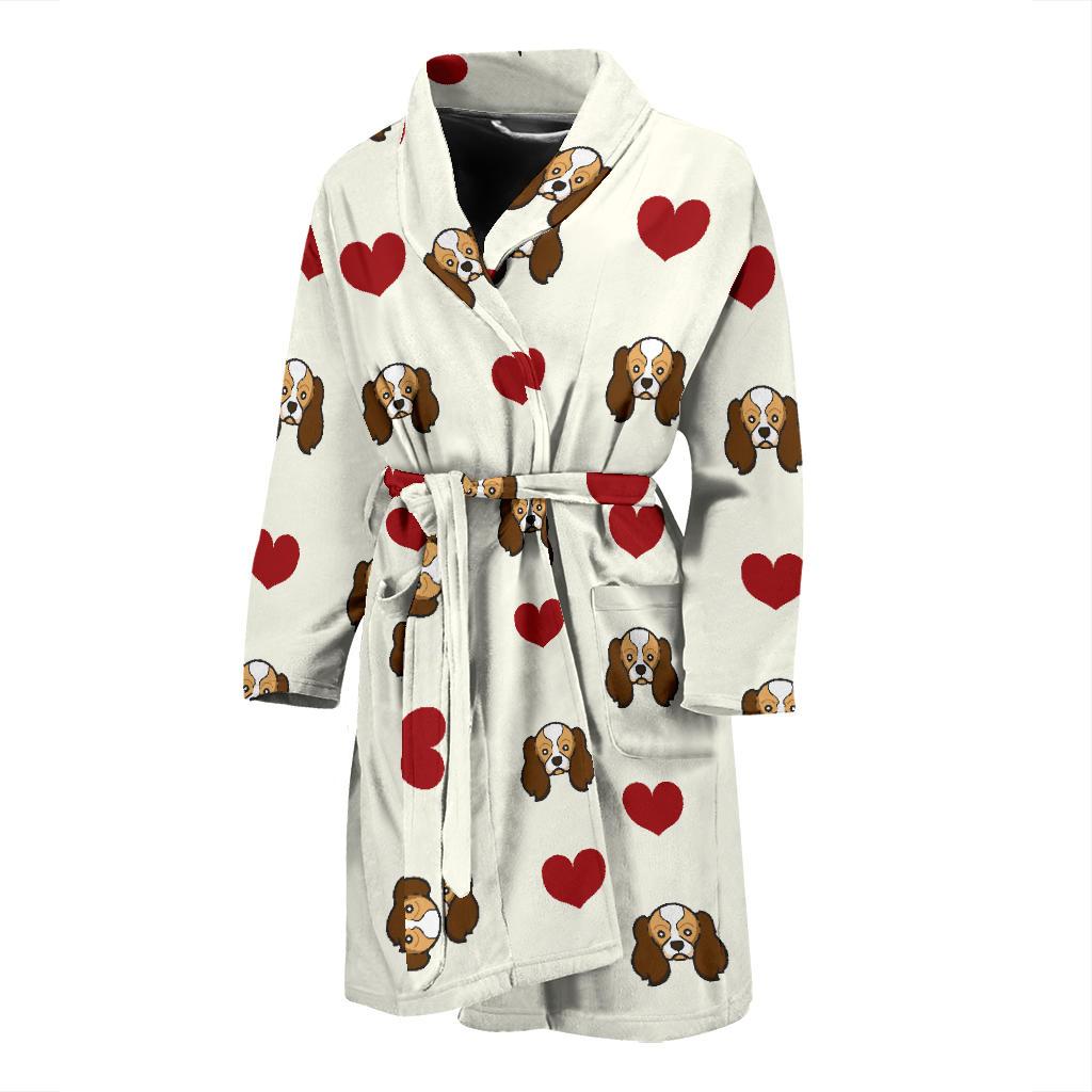 Cavalier King Charles Spaniels Pattern Print Design 01 Men Bathrobe-JORJUNE.COM