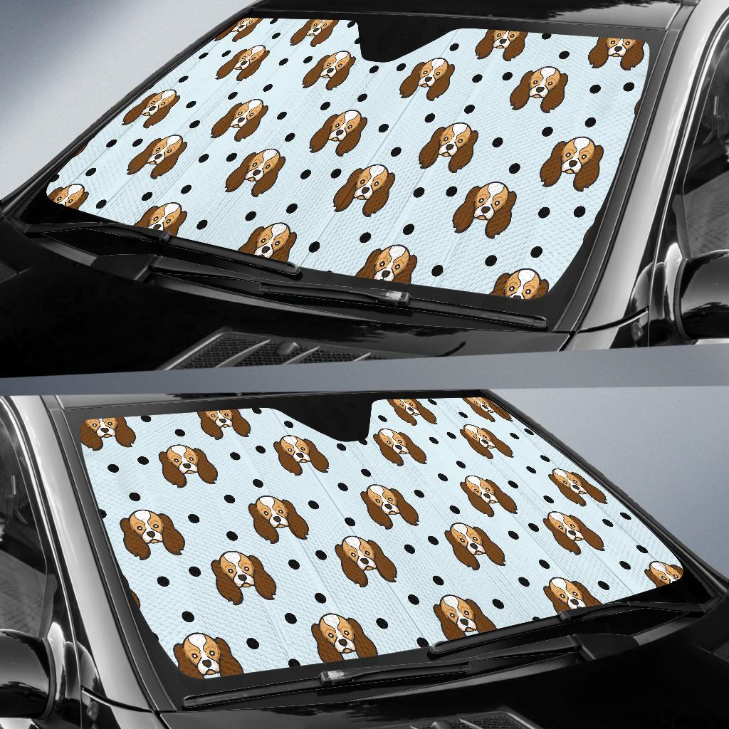 Cavalier King Charles Spaniels Pattern Print Design 02 Car Sun Shade-JORJUNE.COM