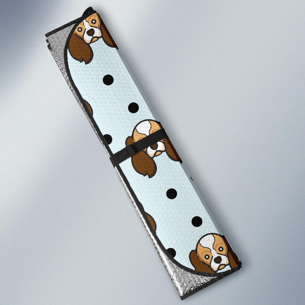 Cavalier King Charles Spaniels Pattern Print Design 02 Car Sun Shade-JORJUNE.COM