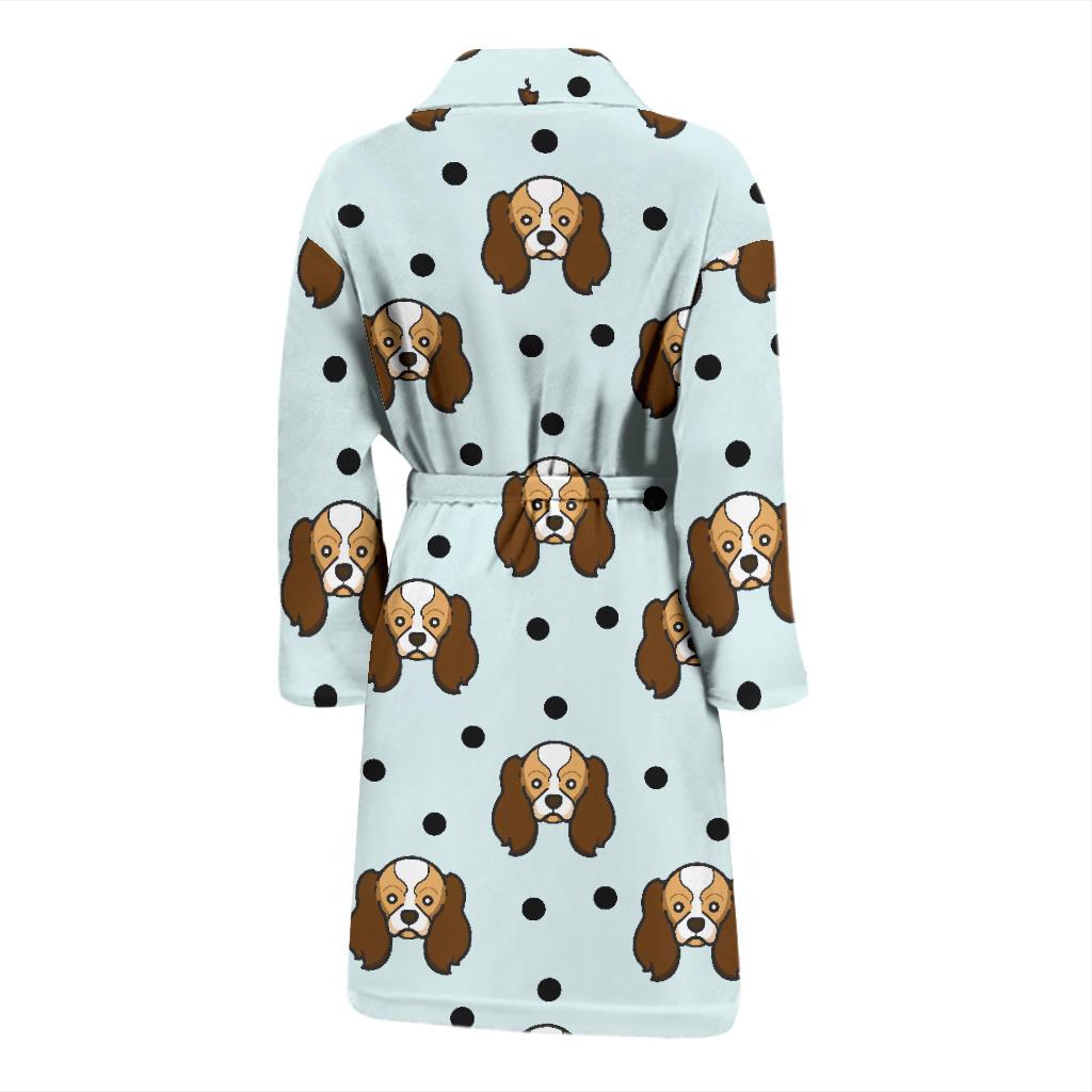 Cavalier King Charles Spaniels Pattern Print Design 02 Men Bathrobe-JORJUNE.COM