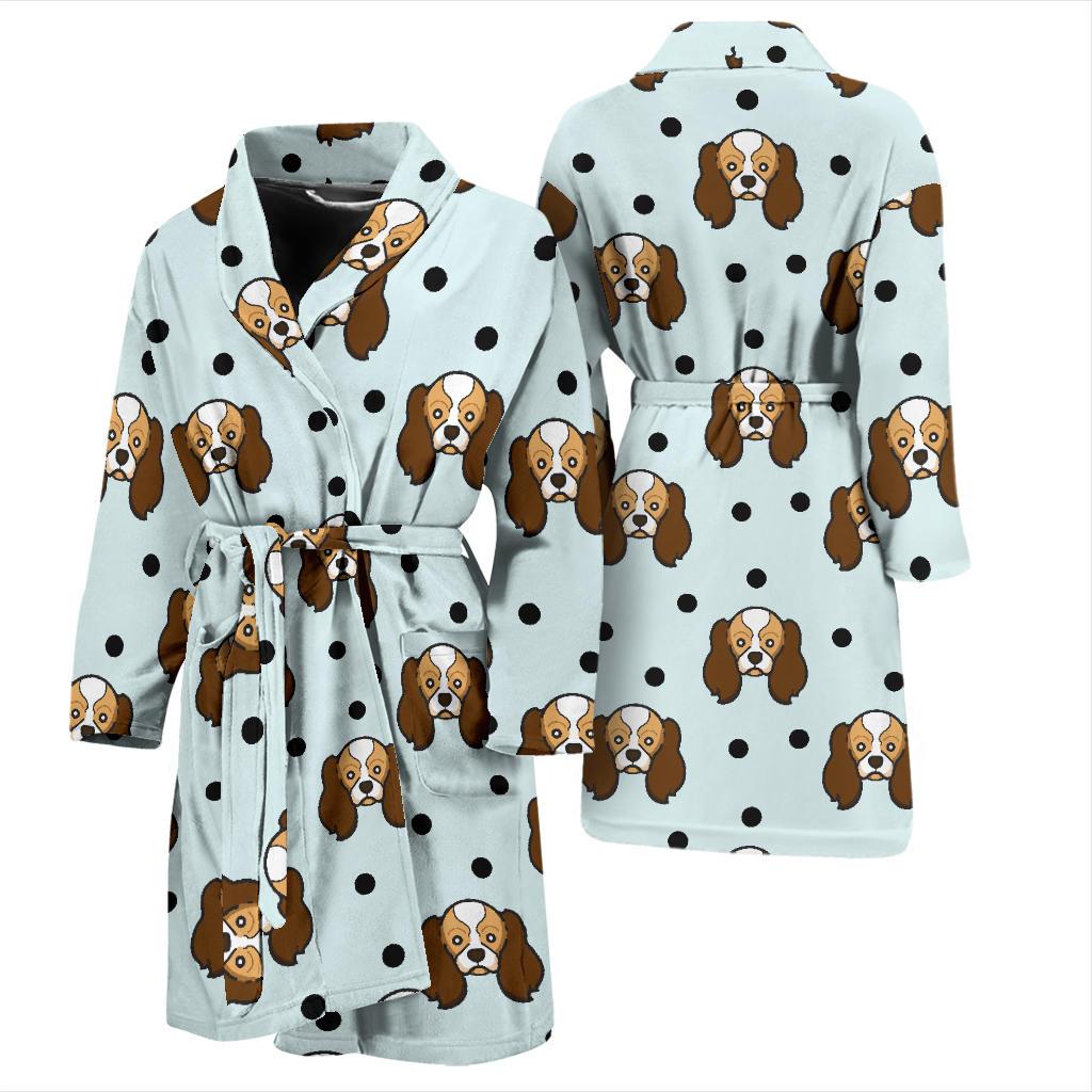 Cavalier King Charles Spaniels Pattern Print Design 02 Men Bathrobe-JORJUNE.COM