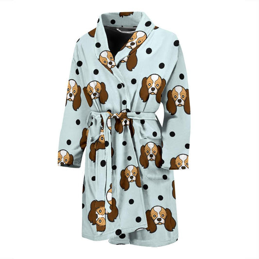 Cavalier King Charles Spaniels Pattern Print Design 02 Men Bathrobe-JORJUNE.COM