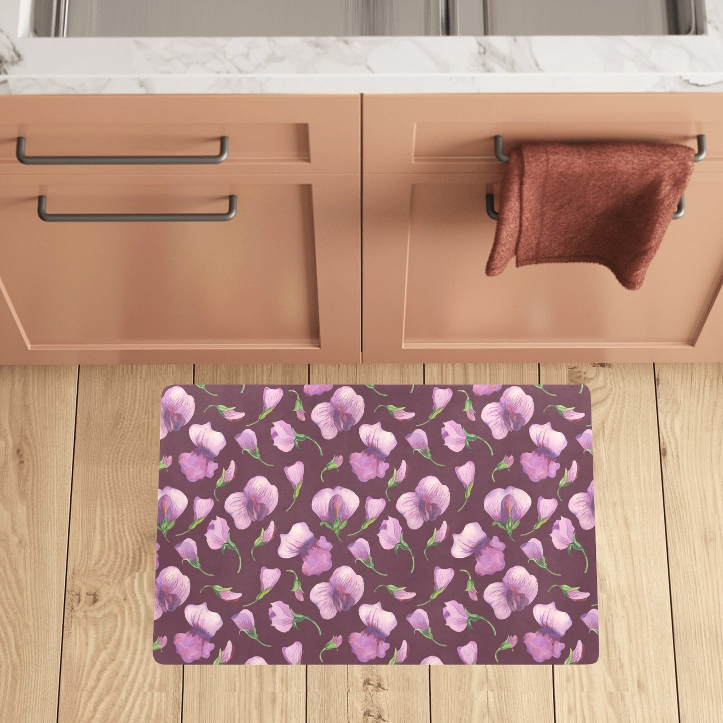 Peony Pattern Print Design PE010 Kitchen Mat