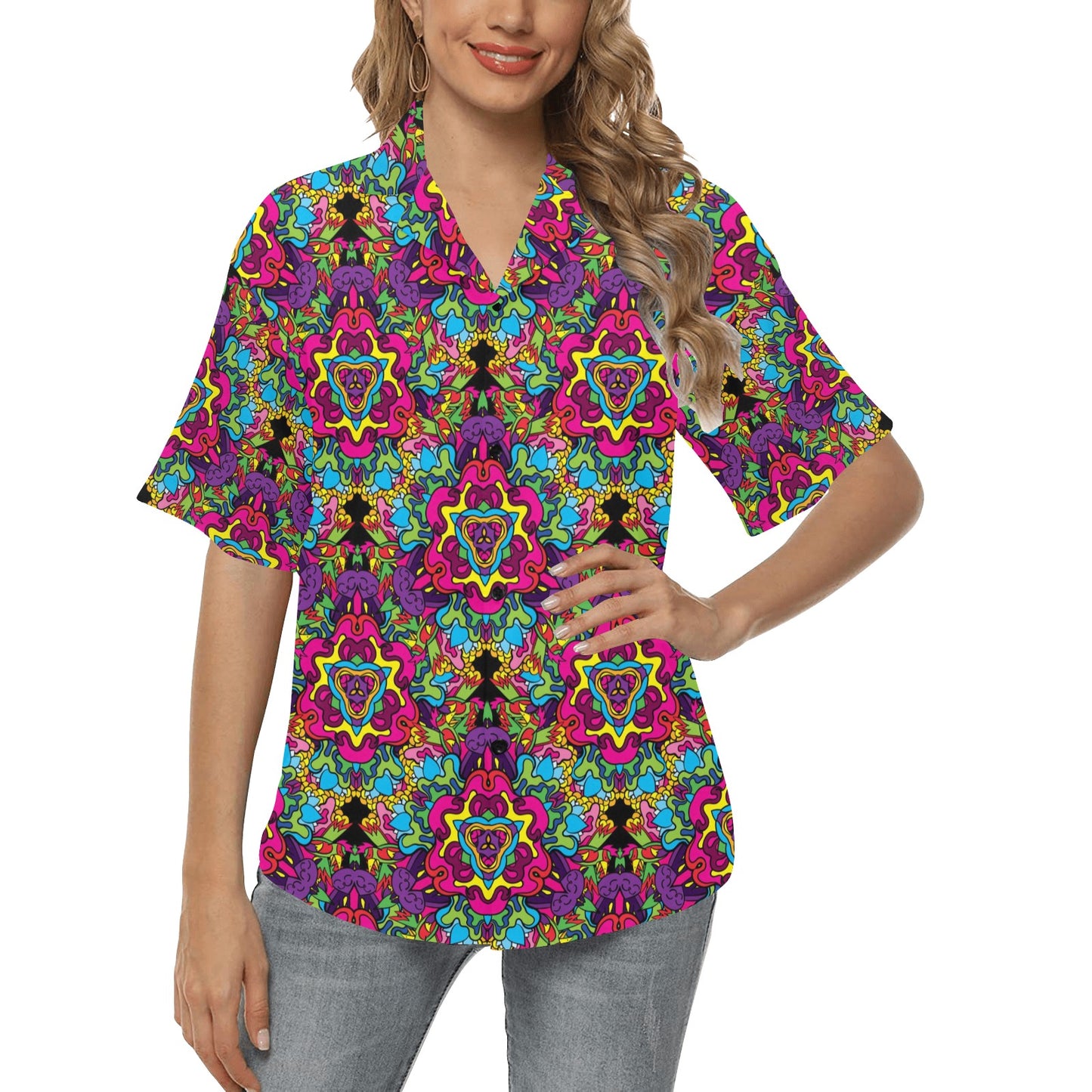 Trippy Print Design LKS303 Women's Hawaiian Shirt