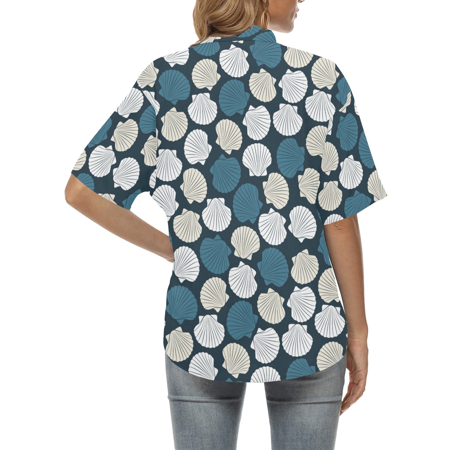 Seashell Print Design LKS3013 Women's Hawaiian Shirt