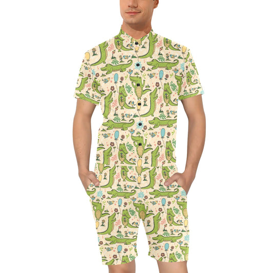Alligator Pattern Print Design 01 Men's Romper