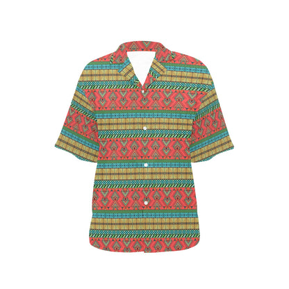 African Colorful Zigzag Print Pattern Women's Hawaiian Shirt