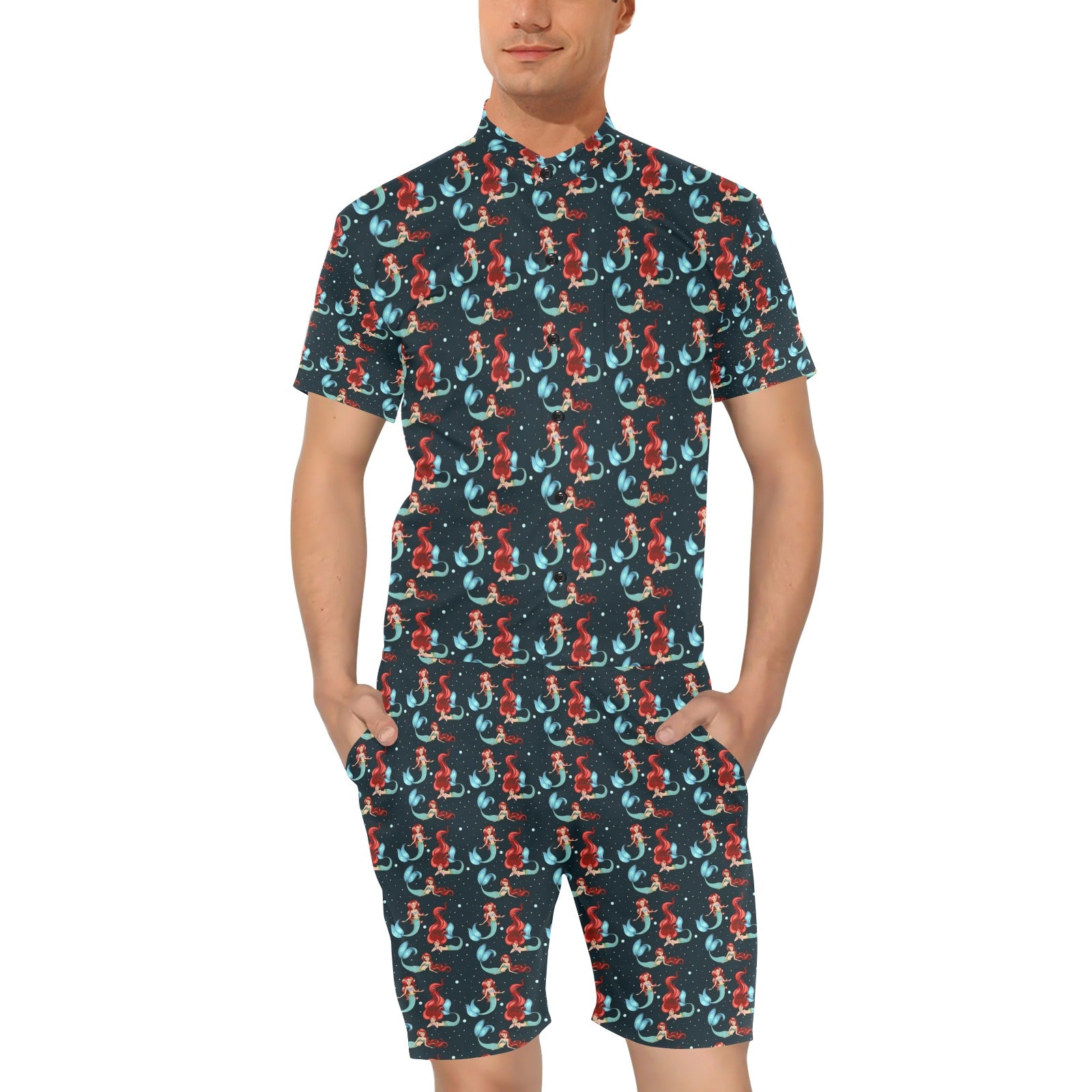 Mermaid Girl Themed Design Print Men's Romper