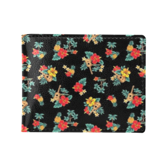 Hawaiian Flower Themed Print Men's ID Card Wallet