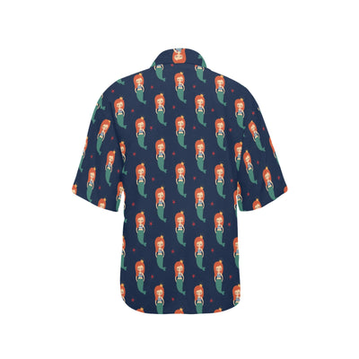 Mermaid Girl Pattern Print Design 01 Women's Hawaiian Shirt