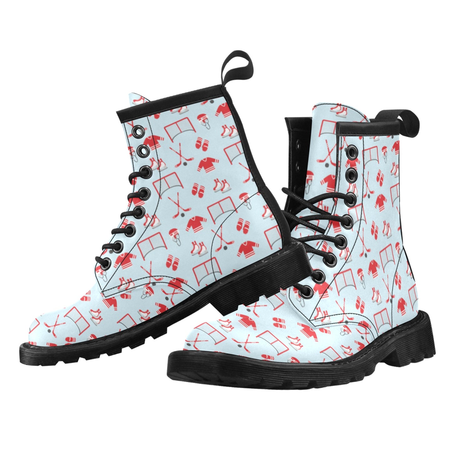 Hockey Red Equipment Print Design LKS305 Women's Boots