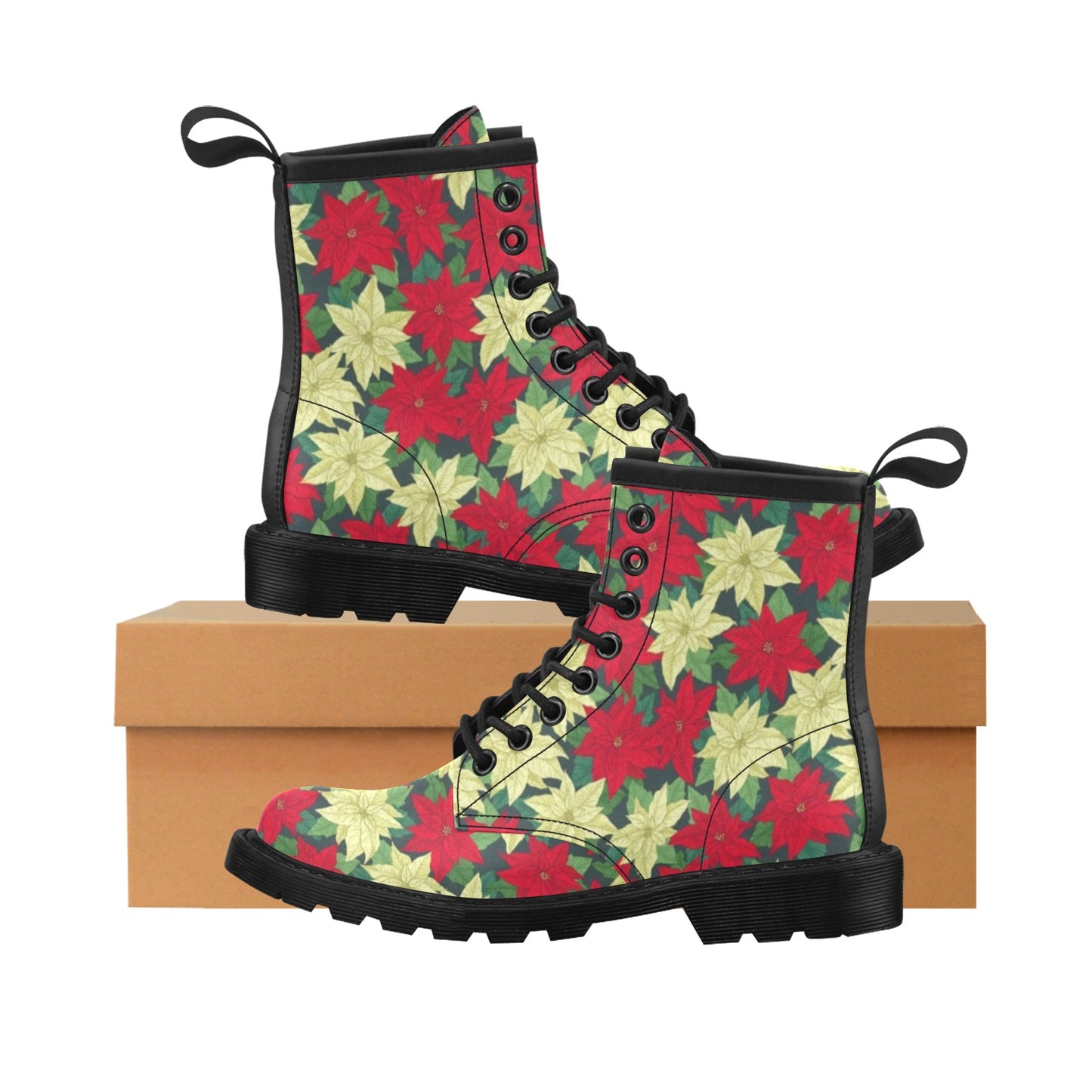 Poinsettia Pattern Print Design POT06 Women's Boots