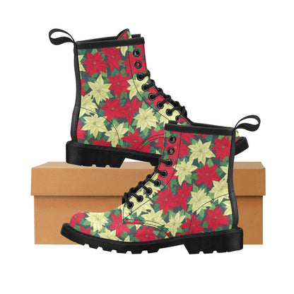 Poinsettia Pattern Print Design POT06 Women's Boots