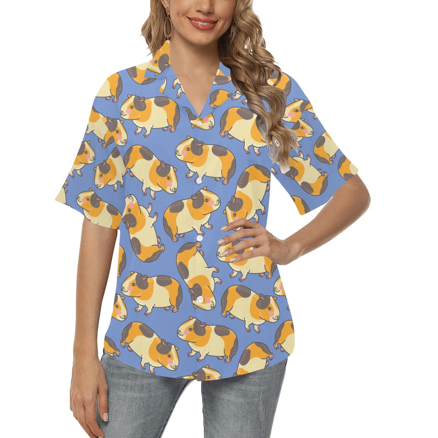Guinea Pig Pattern Print Design 01 Women's Hawaiian Shirt
