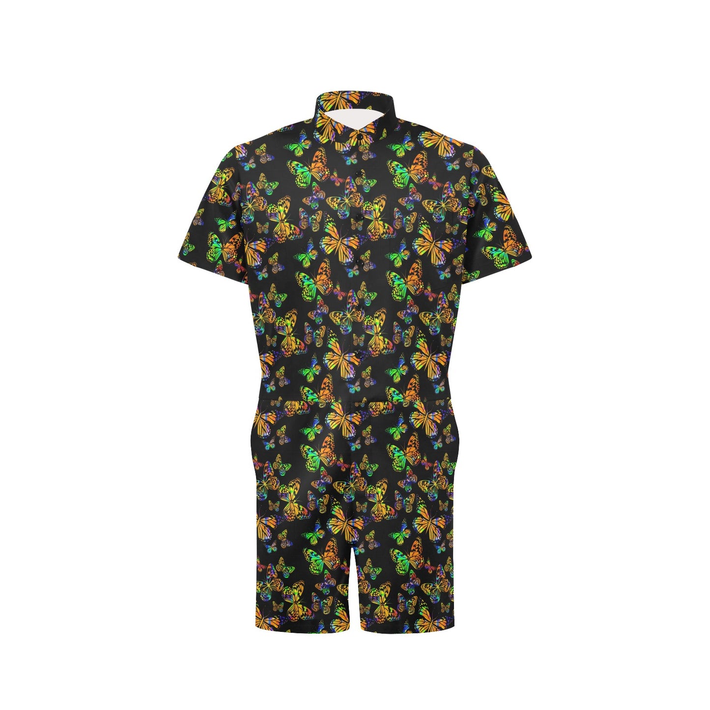 Butterfly Neon Color Print Pattern Men's Romper