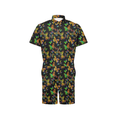 Butterfly Neon Color Print Pattern Men's Romper