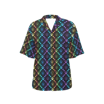 Paw Rainbow Print Women's Hawaiian Shirt