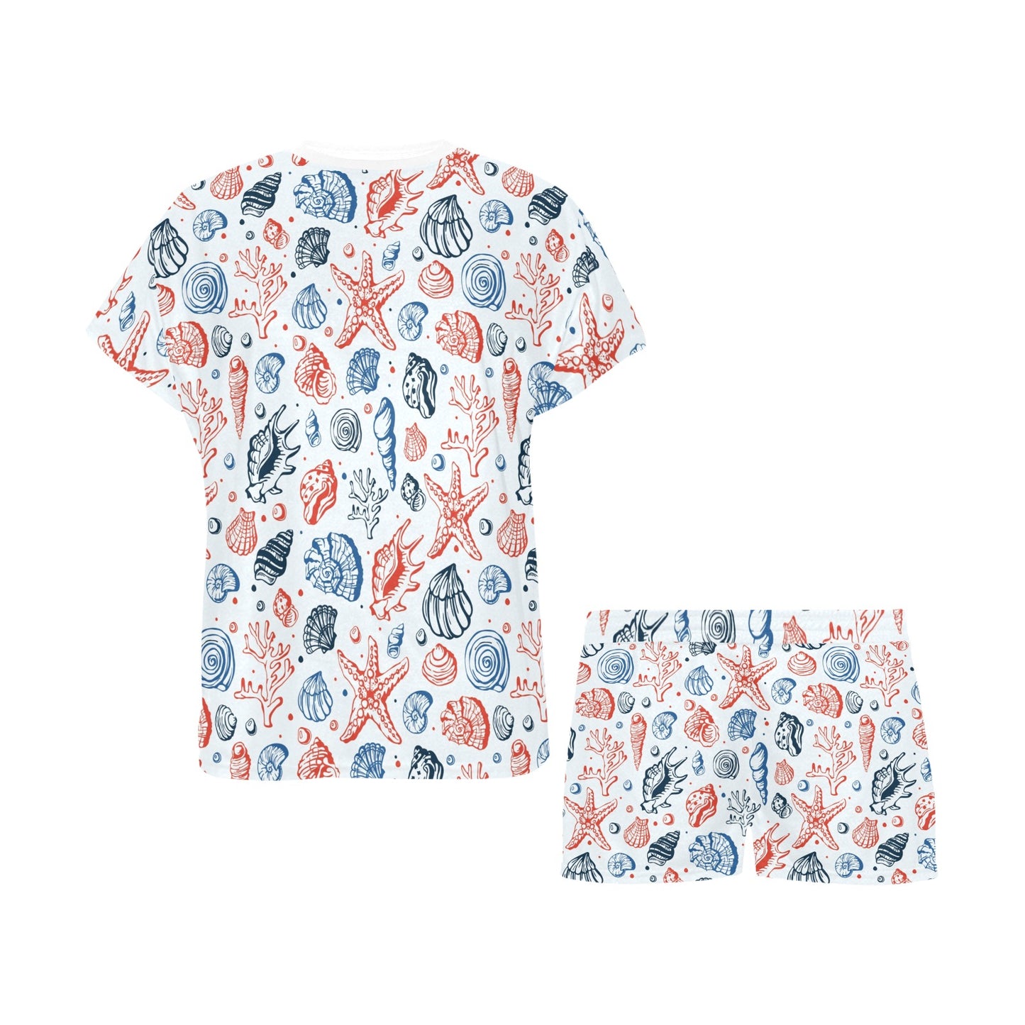 Seashell Print Design LKS307 Women's Short Pajama Set
