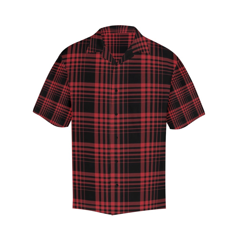 Tartan Red Black Print Design LKS303 Men's Hawaiian Shirt