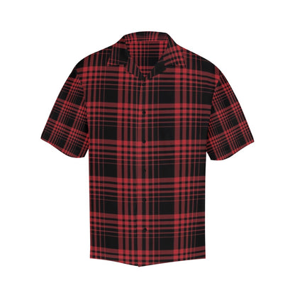 Tartan Red Black Print Design LKS303 Men's Hawaiian Shirt