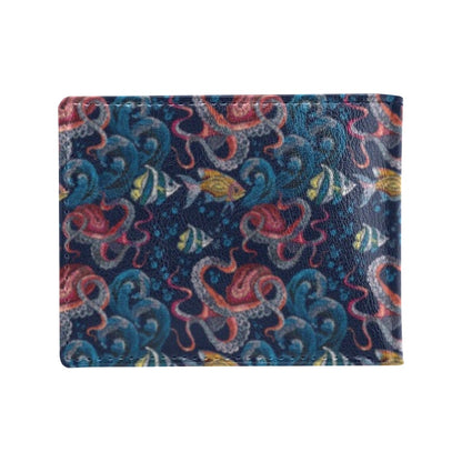 Octopus Deep Sea Print Themed Men's ID Card Wallet