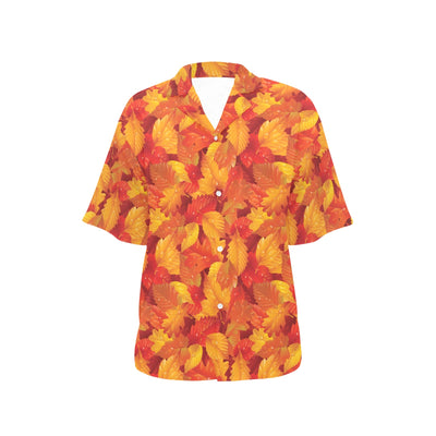 Elm Leave Autum Print Pattern Women's Hawaiian Shirt