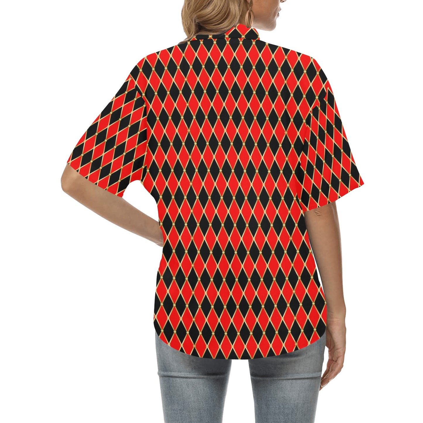 Harlequin Print Design LKS401 Women's Hawaiian Shirt