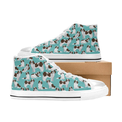 St Bernards Print Design LKS302 High Top Women's White Shoes