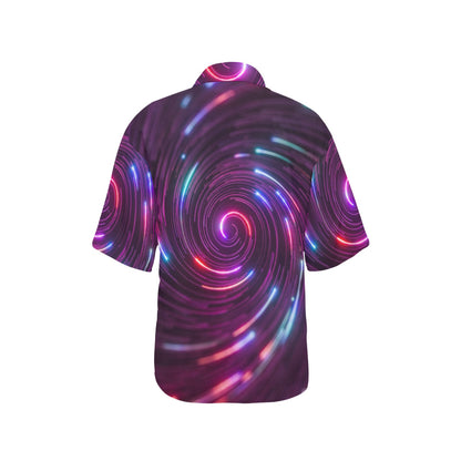 Vortex Twist Swirl Purple Neon Print Women's Hawaiian Shirt