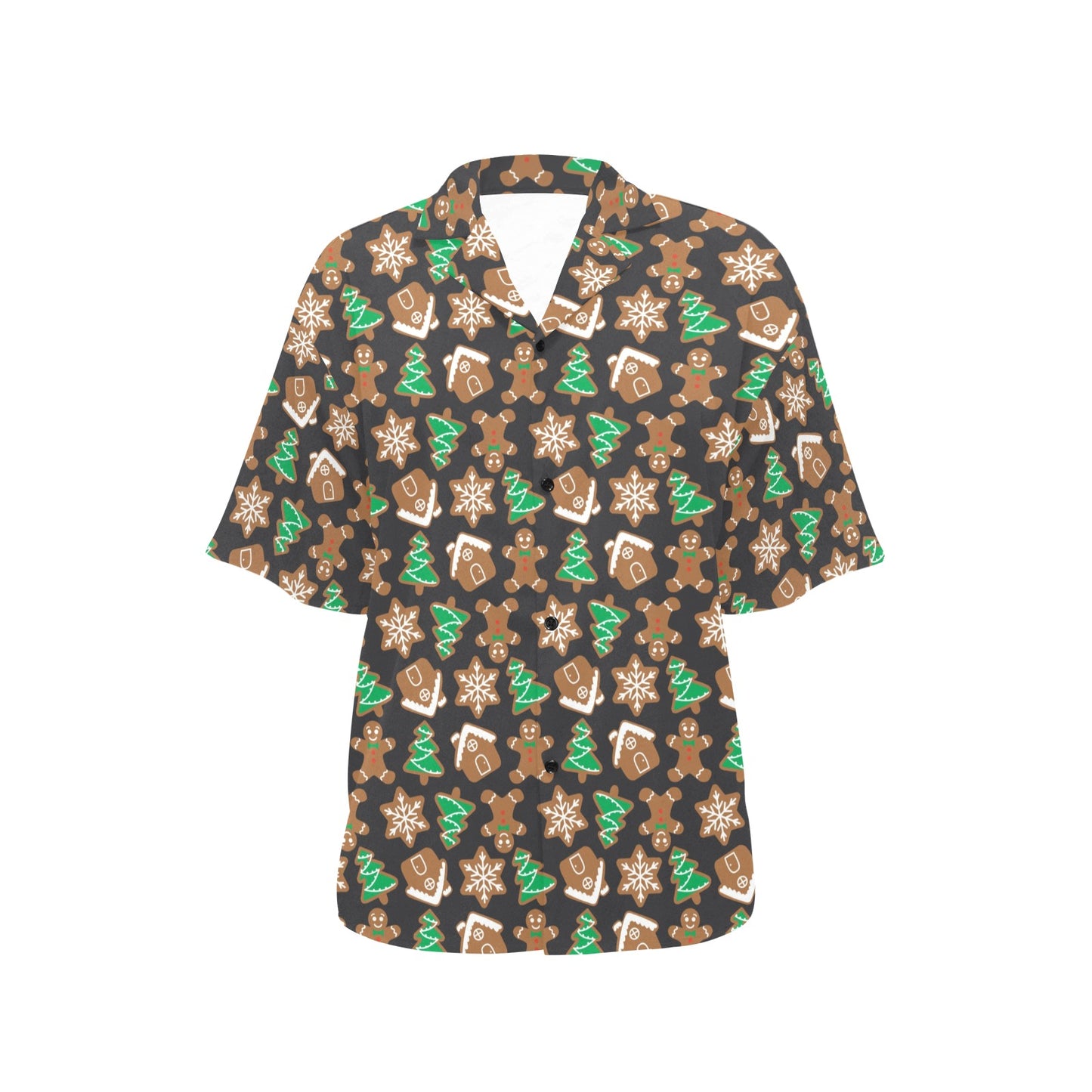 Gingerbread Pattern Print Design 02 Women's Hawaiian Shirt