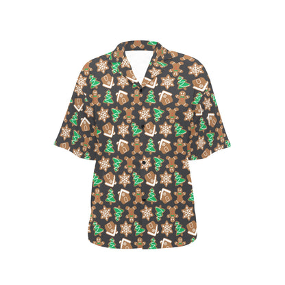 Gingerbread Pattern Print Design 02 Women's Hawaiian Shirt