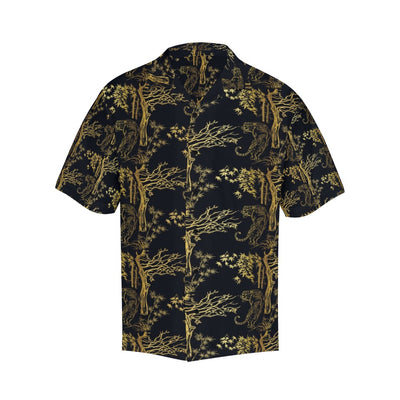 Tiger Gold Print Design LKS307 Men's Hawaiian Shirt